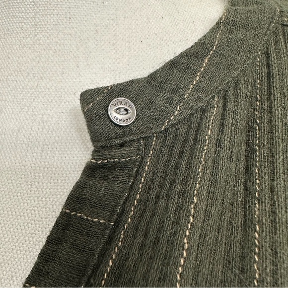 Wrap London Tunic Dress With Pockets Dark Olive Green & Light Stripes Size 4 - Picture 2 of 11